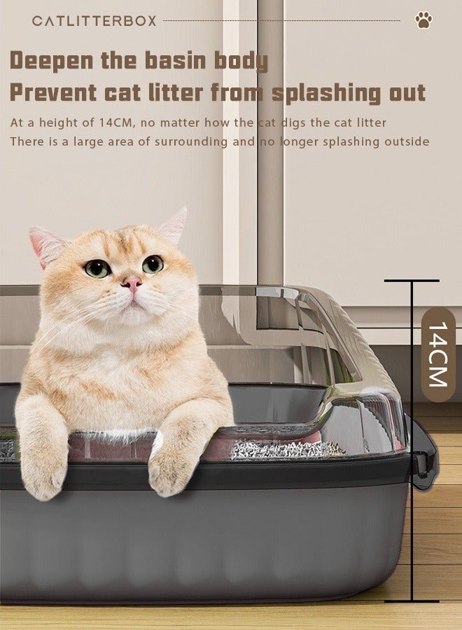 Cat Litter Box，Semi-Enclosed Sifting Litter Box Cat Litter Box, Small Cats, Universal Litter Boxes, Pet Supplies，A Litter Box That Can Hold 12l Of Cat Litter,Equipped With A Cat Litter Scoop And A Cat Shaped Hollow Pedal To Prevent Sand From Coming Out Of The Basin,Thickened Cat Litter Box For Kittens(Dark Gray) - Image 5